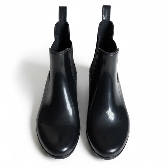 J.Crew Matte Black Chelsea Rain Boots Ankle Pull-On Rubber Booties Size 7 - Picture 4 of 11